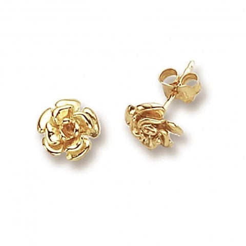 Boucles d'oreilles puces en or jaune 9 carats en forme de fleur ER116
