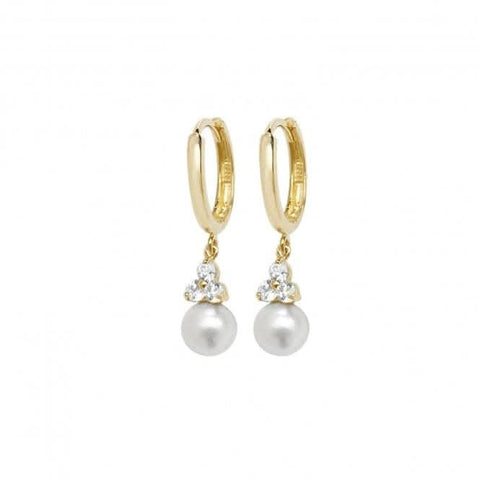 Boucles d'oreilles pendantes en or jaune 9 carats et perles d'eau douce ER1133