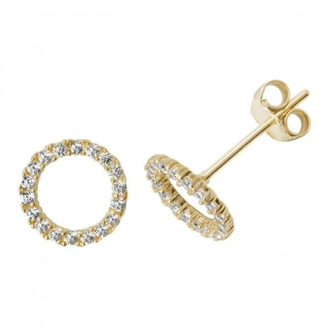 Ohrstecker aus 9-karätigem Gelbgold mit Zirkonia-Steinen im Vollkreis ES508