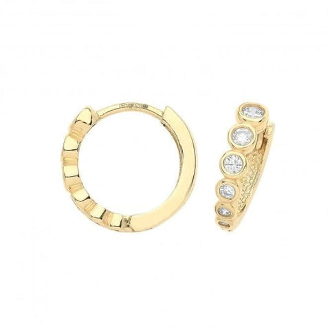 Ohrringe aus 9-karätigem Gelbgold mit abgestuften Zirkonia und Scharnierverschluss ER1185