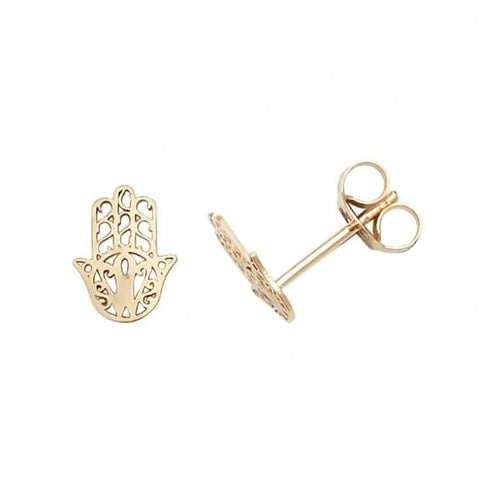 Hamsa-Ohrstecker aus 9-karätigem Gelbgold ES622