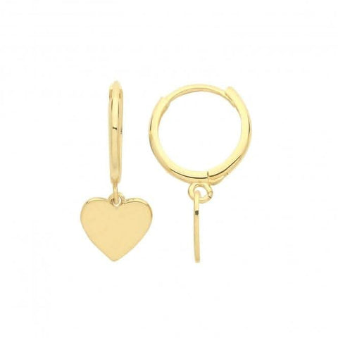 Boucles d'oreilles pendantes en or jaune 9 carats avec pendentif cœur ER1175