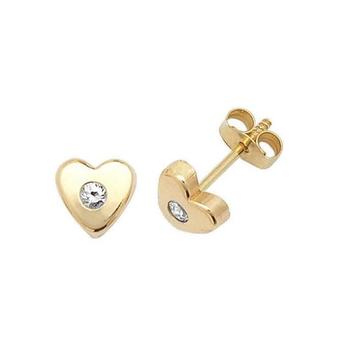 Herzförmige Ohrstecker aus 9-karätigem Gelbgold mit Zirkonia ES313
