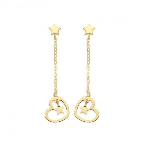Ohrhänger mit Herz- und Sternmotiv aus 9-karätigem Gelbgold ES1645