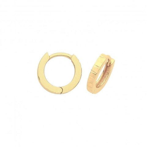 Boucles d'oreilles à charnière en or jaune 9 carats avec détail taillé en diamant ER019-08