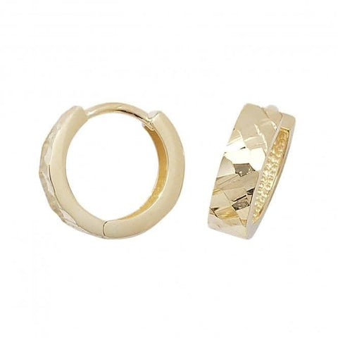 Boucles d'oreilles pendantes à charnière en or jaune 9 carats avec détail taillé en diamant ER093