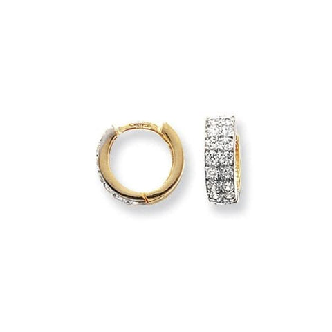 Boucles d'oreilles à charnière en or jaune 9 carats et zirconiums ER025