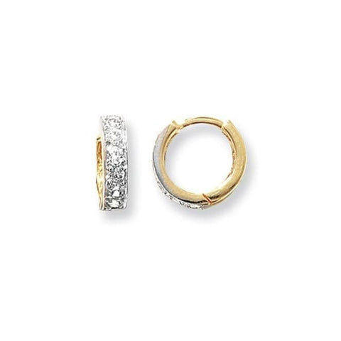 Boucles d'oreilles à charnière en or jaune 9 carats et zirconiums ER026