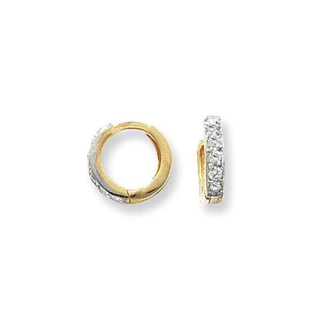 Boucles d'oreilles à charnière en or jaune 9 carats et zirconiums ER028