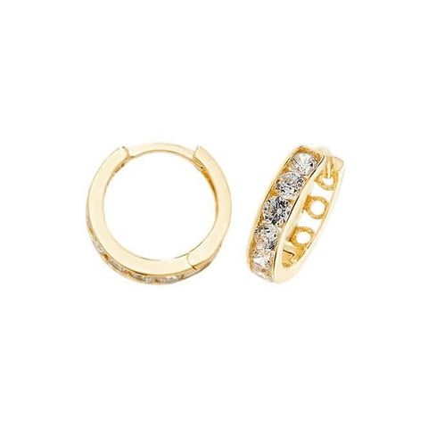 Boucles d'oreilles articulées en or jaune 9 carats et zirconiums ER033