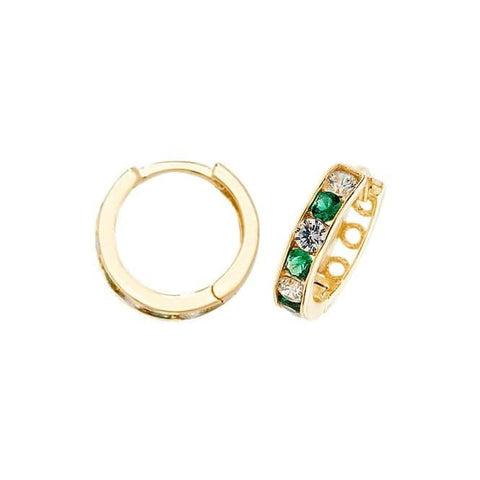 Boucles d'oreilles à charnière en or 9 carats et zirconiums ER033E
