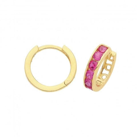 Boucles d'oreilles à charnière en or 9 carats et zirconiums ER034R