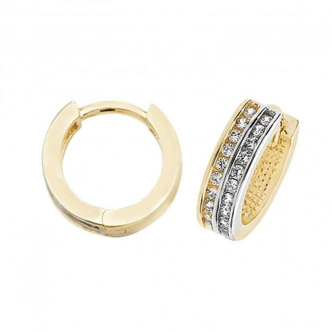 Boucles d'oreilles à charnière en or jaune 9 carats et zirconiums ER1077