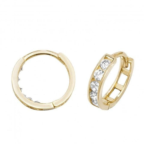 Boucles d'oreilles à charnière en or jaune 9 carats et zirconiums ER1081
