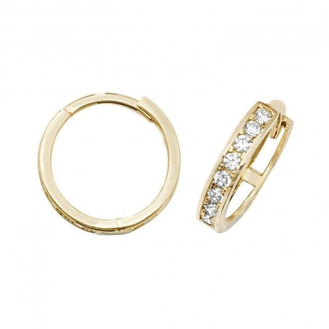 Boucles d'oreilles à charnière en or jaune 9 carats et zirconiums ER1082