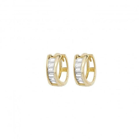 Boucles d'oreilles à charnière en or jaune 9 carats et zirconiums ER1148