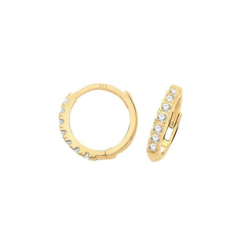 Boucles d'oreilles à charnière en or jaune 9 carats et zirconiums ER1180