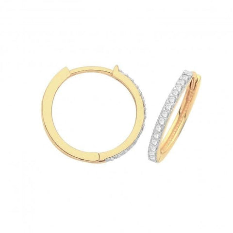 Boucles d'oreilles à charnière en or jaune 9 carats et zirconiums ER002