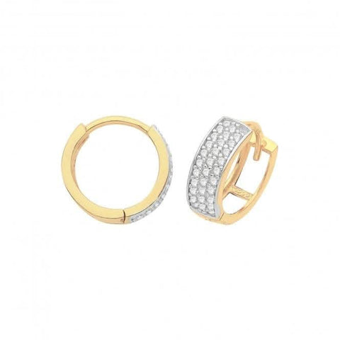 Boucles d'oreilles à charnière en or jaune 9 carats et zirconiums ER003