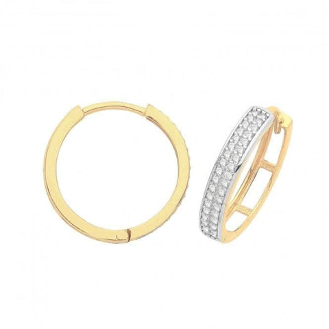 Scharnierohrringe aus 9-karätigem Gelbgold mit Zirkonia ER003