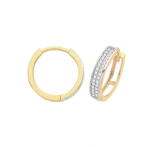 Scharnierohrringe aus 9-karätigem Gelbgold mit Zirkonia ER003