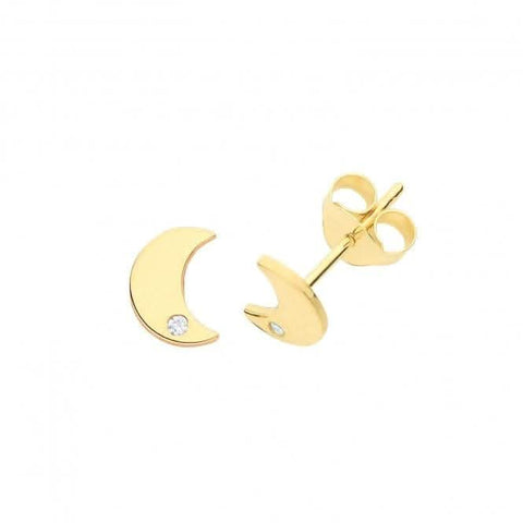 Ohrstecker „Mond“ aus 9-karätigem Gelbgold mit einzelnem Zirkonia ES629
