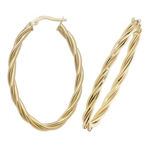 Boucles d'oreilles créoles ovales en or 9 carats ER1006-V5