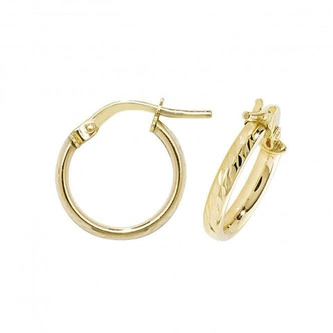 Boucles d'oreilles créoles ovales en or 9 carats avec diamant taillé ER1042