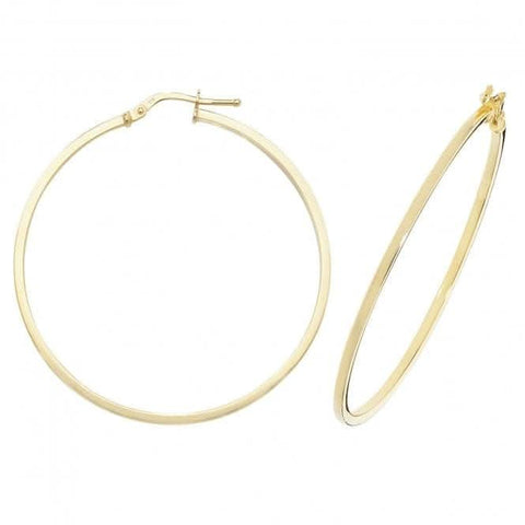 Boucles d'oreilles créoles ovales en or jaune 9 carats ER1007