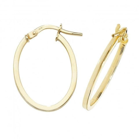 Boucles d'oreilles créoles ovales en or jaune 9 carats ER1007