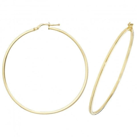 Boucles d'oreilles créoles ovales en or jaune 9 carats ER1007