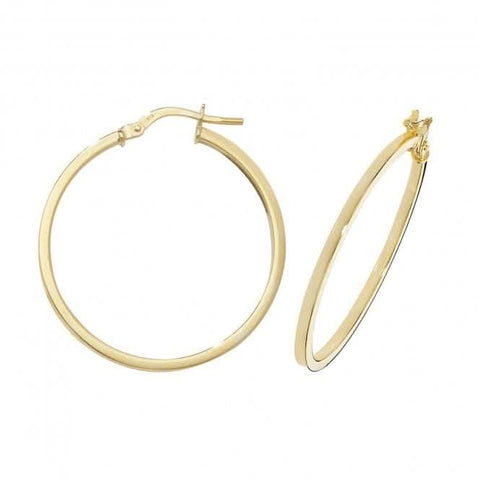 Boucles d'oreilles créoles ovales en or jaune 9 carats ER1007