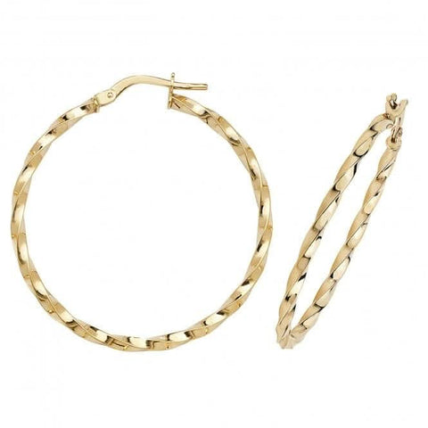 Boucles d'oreilles créoles ovales en or jaune 9 carats ER1008