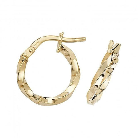 Boucles d'oreilles créoles ovales en or jaune 9 carats ER1008