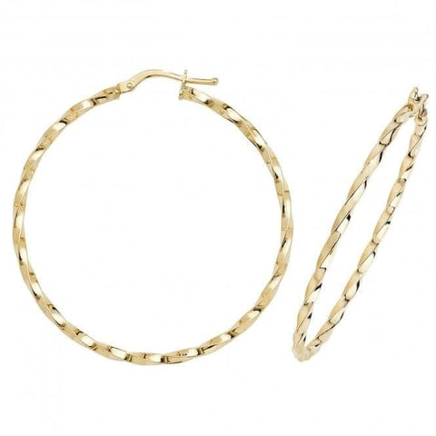 Boucles d'oreilles créoles ovales en or jaune 9 carats ER1008