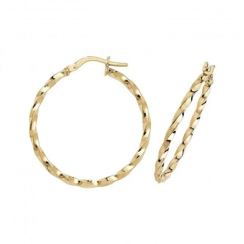 Boucles d'oreilles créoles ovales en or jaune 9 carats ER1008
