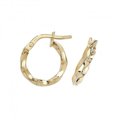 Boucles d'oreilles créoles ovales en or jaune 9 carats ER1008
