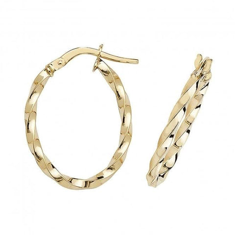 Boucles d'oreilles créoles ovales en or jaune 9 carats ER1008