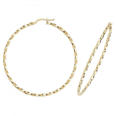Boucles d'oreilles créoles ovales en or jaune 9 carats ER1008