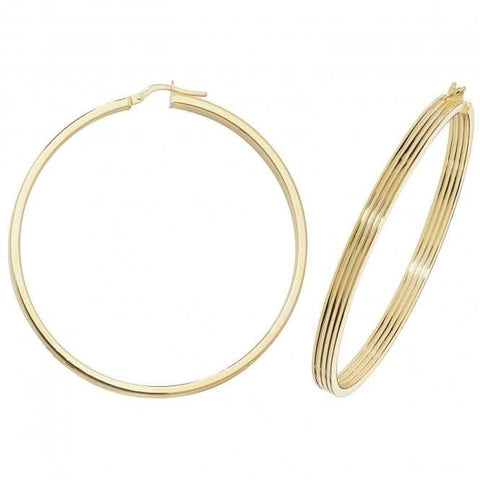 Boucles d'oreilles créoles ovales en or jaune 9 carats ER1017