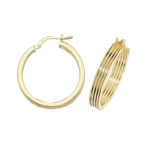 Boucles d'oreilles créoles ovales en or jaune 9 carats ER1017