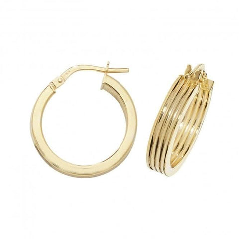 Boucles d'oreilles créoles ovales en or jaune 9 carats ER1017
