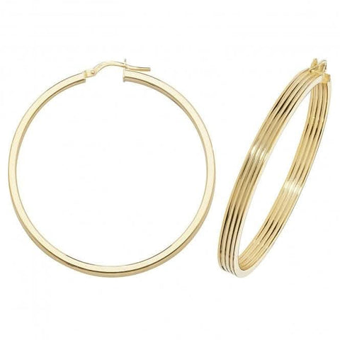 Boucles d'oreilles créoles ovales en or jaune 9 carats ER1017