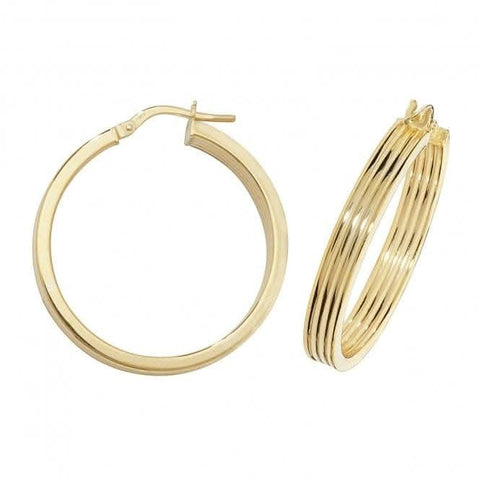 Boucles d'oreilles créoles ovales en or jaune 9 carats ER1017