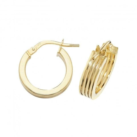 Boucles d'oreilles créoles ovales en or jaune 9 carats ER1017