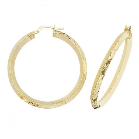 Boucles d'oreilles créoles ovales en or jaune 9 carats ER1018