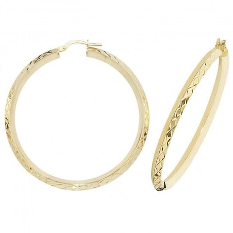 Boucles d'oreilles créoles ovales en or jaune 9 carats ER1018