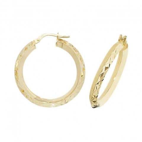 Boucles d'oreilles créoles ovales en or jaune 9 carats ER1018