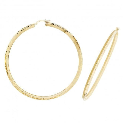 Boucles d'oreilles créoles ovales en or jaune 9 carats ER1018