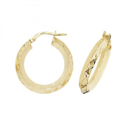 Boucles d'oreilles créoles ovales en or jaune 9 carats ER1018